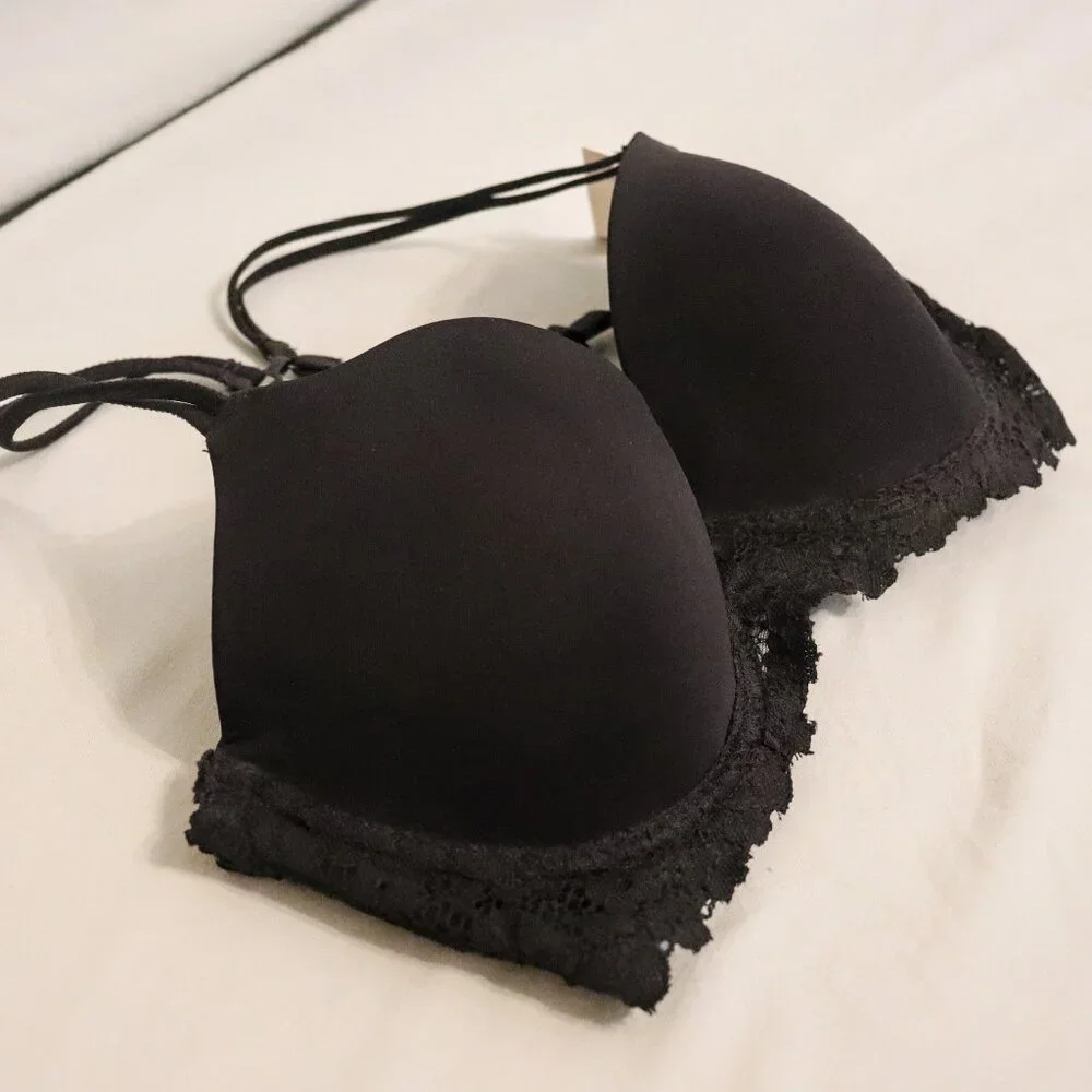 No Boundaries Lace Frame T-Shirt Bra, Black, 32D - Picture 1 of 6
